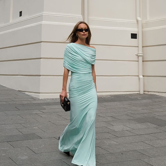 SUBOO Dresses & Skirts - Suboo Mint One-Shoulder Maxi Dress